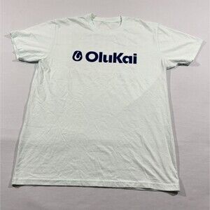 OluKai Men’s Logo Crew Arctic Blue Short Sleeve Cotton Casual T-Shirt Tee Sz M